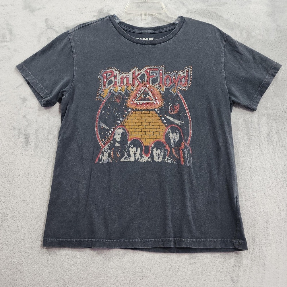Pink Floyd Lucky Brand Shirt Womens S Gray Studded Graphic Band Boyfriend Tee